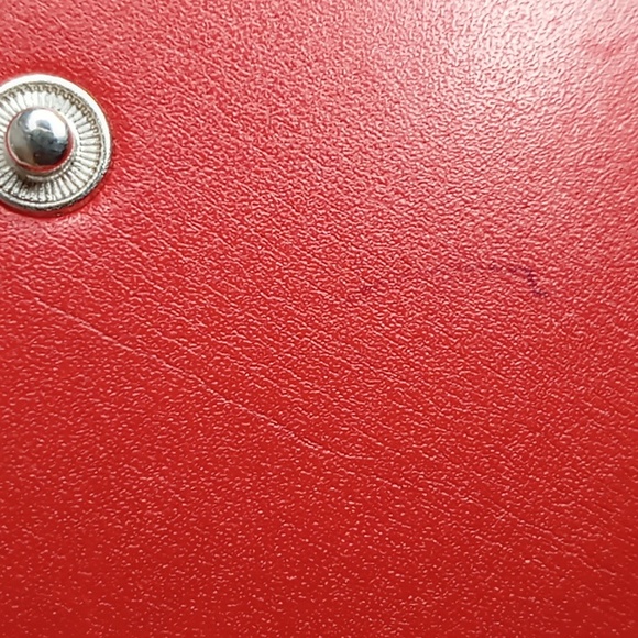 Coach Signature Jacquard & Leather Tri Fold Wallet Tan w/Red Interior - Picture 12 of 13